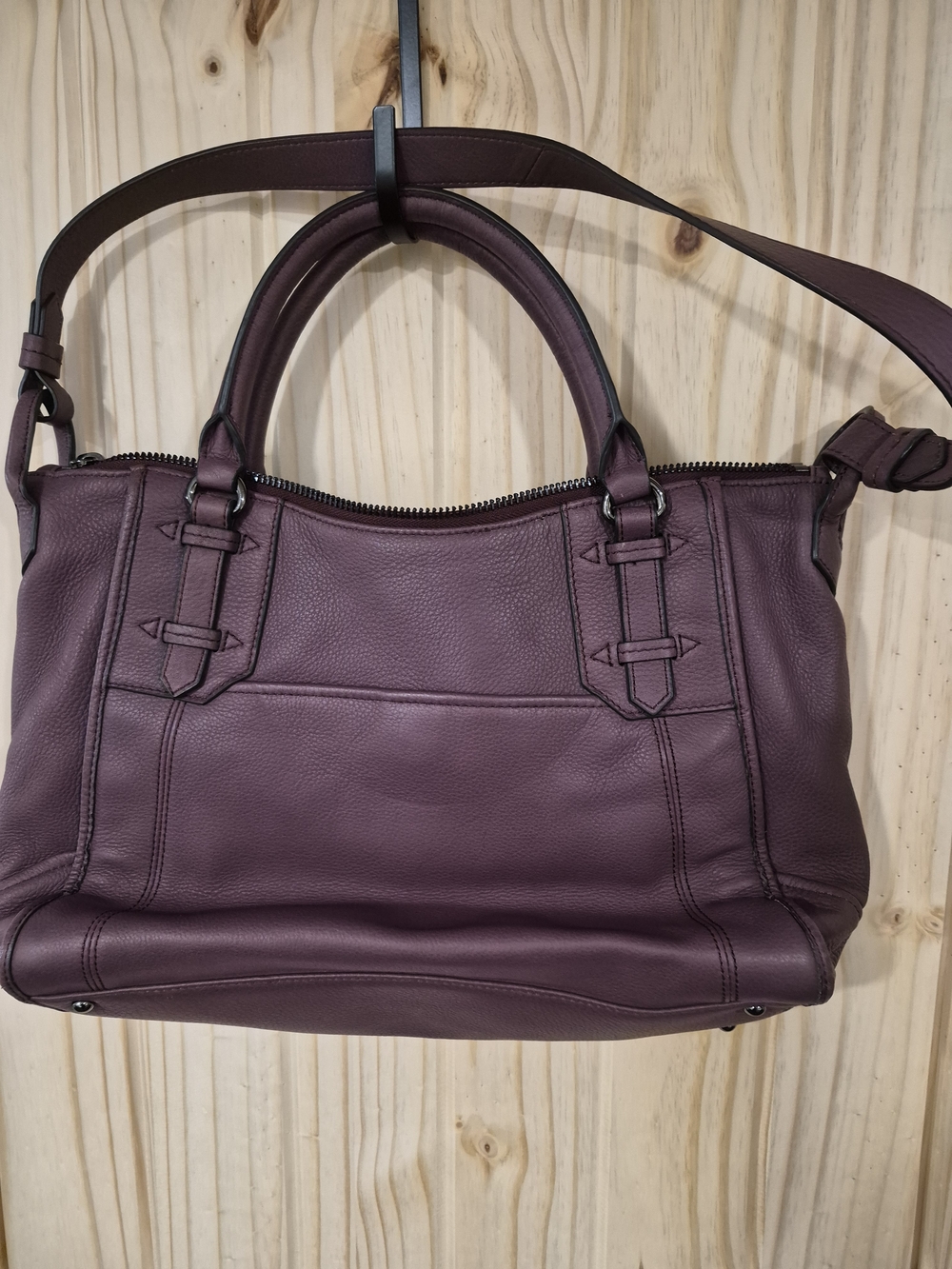 Aimee Kestenberg Plum Leather Satchel - Picture 2 of 3